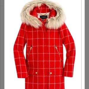 Jcrew red and white coat